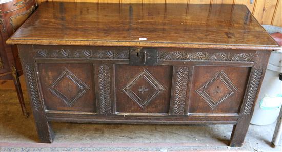18th century carved oak panelled coffer